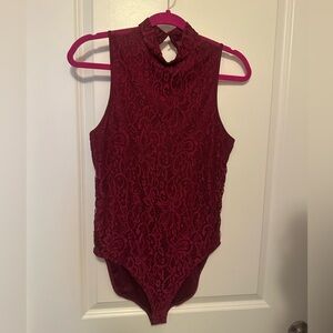Express Maroon Lace size small Bodysuit. Back has mesh. Never worn